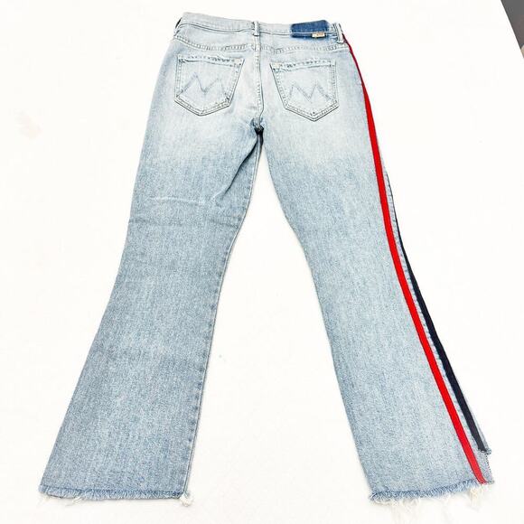 Mother Superior The Insider Crop Fray Thanks, Again Racer Denim Jeans Size 24 - Picture 3 of 11